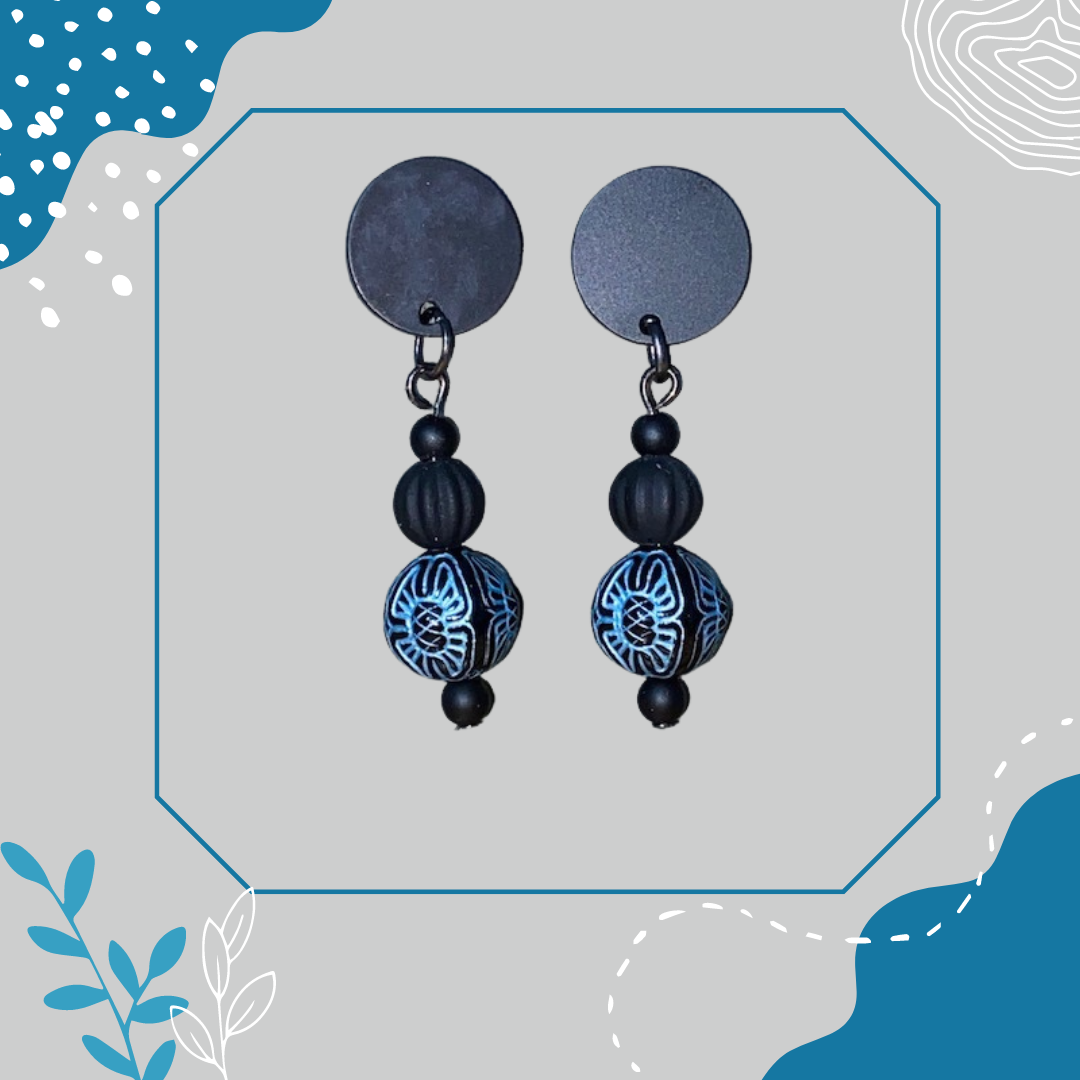 Black & Blue Post Earrings