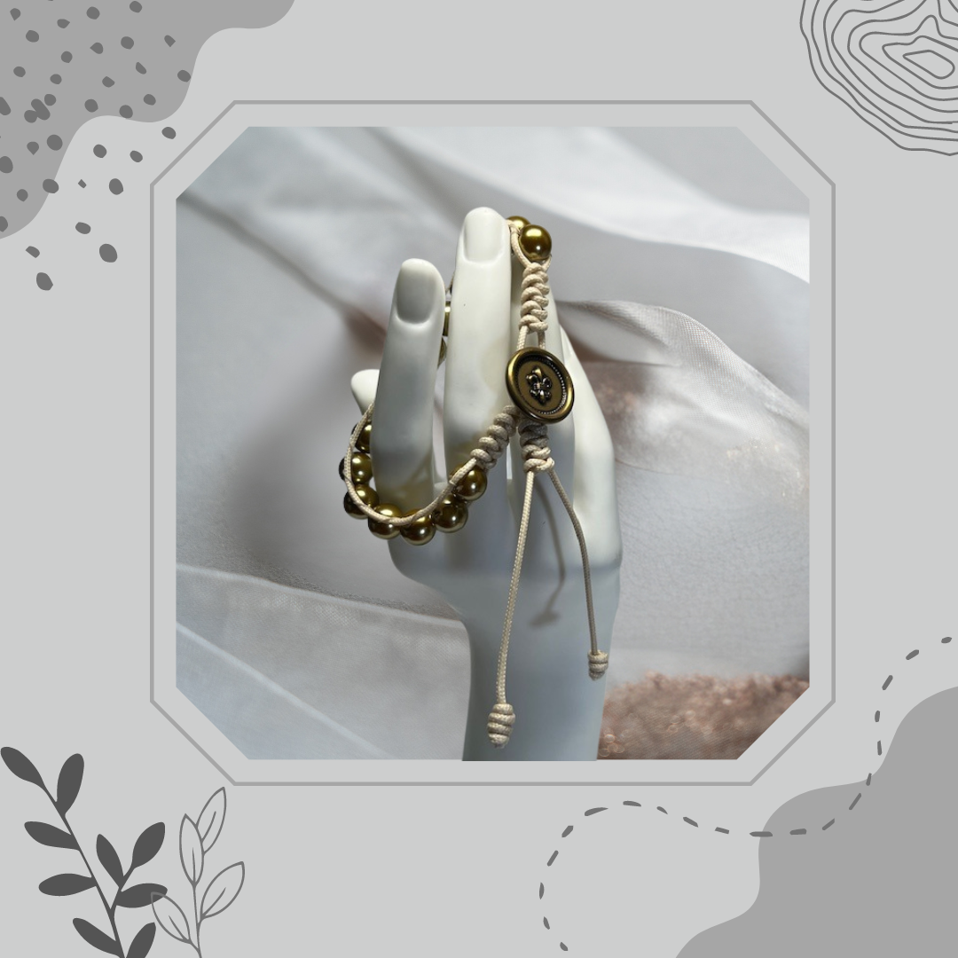 Bronze Pearl Woven Bracelet