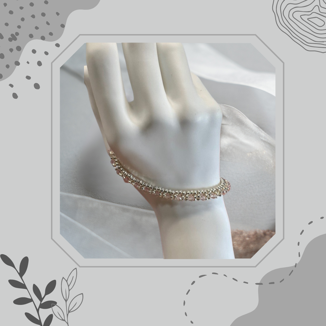 Pink & Silver Woven Bracelet