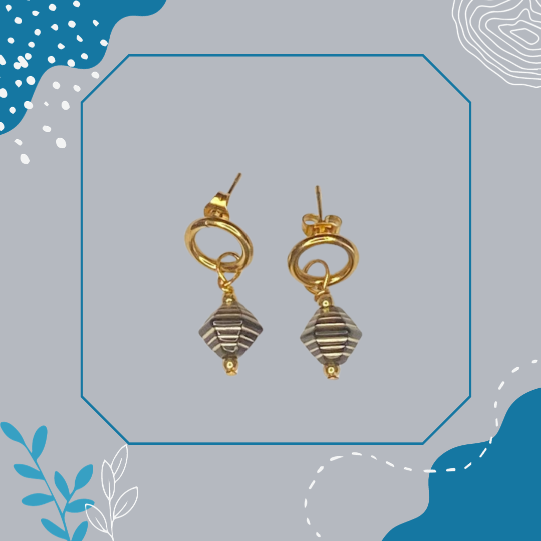 Black and Gold Striped Earrings