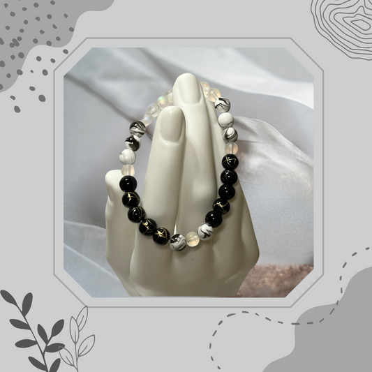 Black & White Marbled Stretch Bracelet