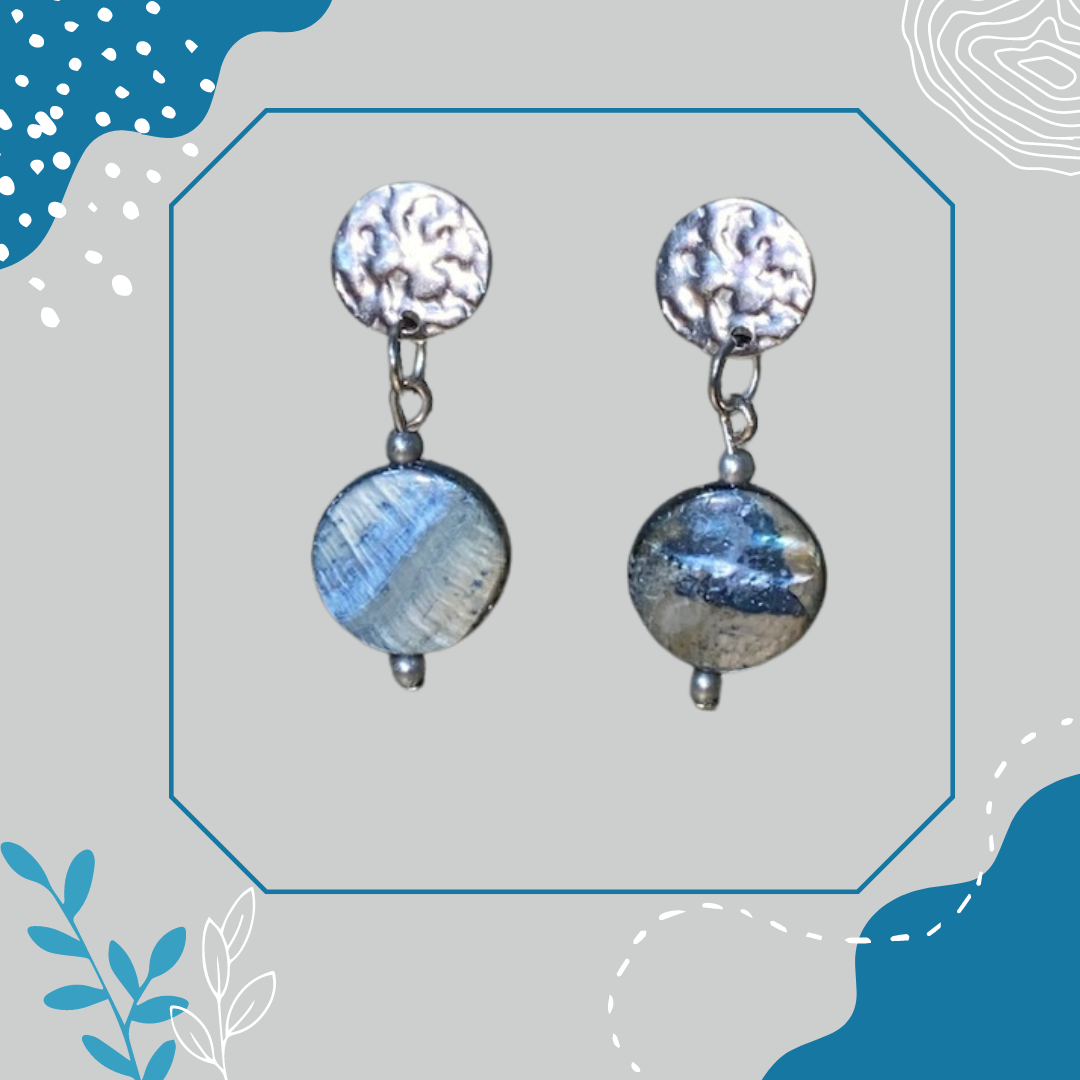 Blue & Silver Disc Earrings