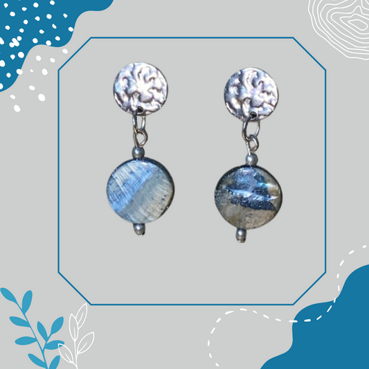 Blue & Silver Disc Earrings