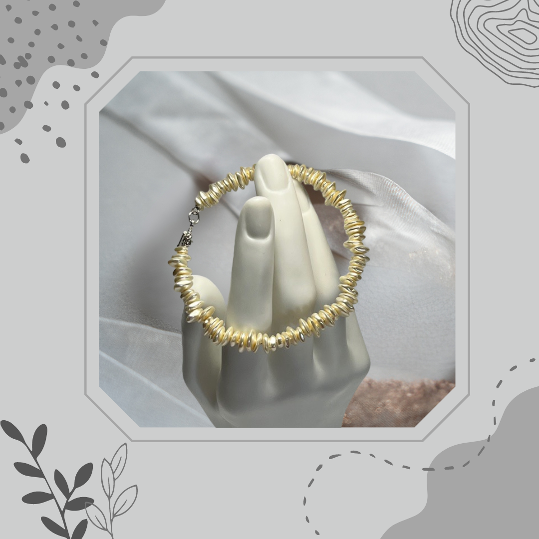 White Chip Memory Wire Bracelet