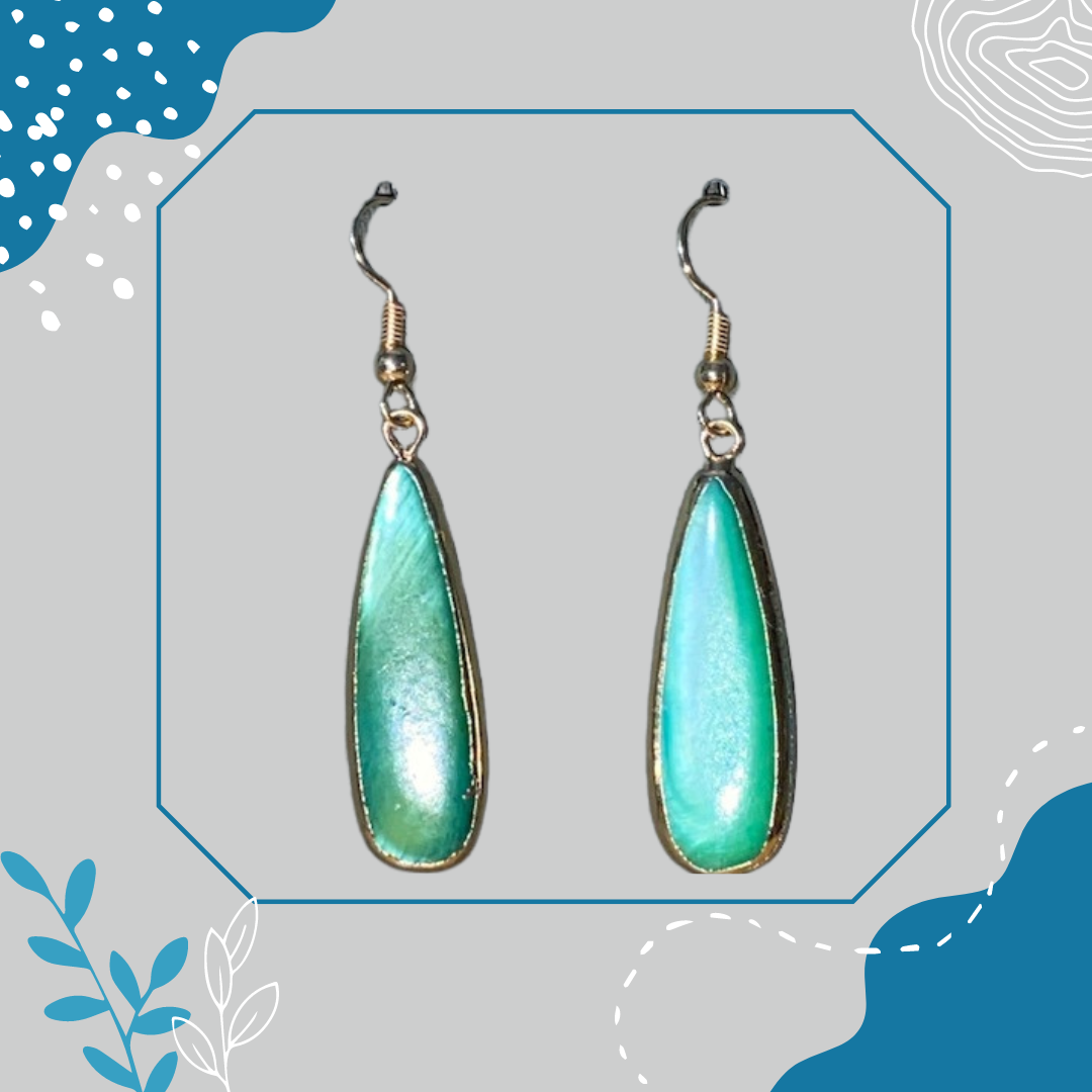 Iridescent Teal Hook Earrings