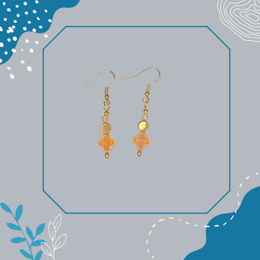 Orange Clover Earrings