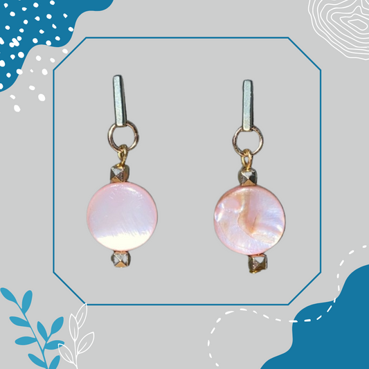 Pink Iridescent & Gold Post Earrings