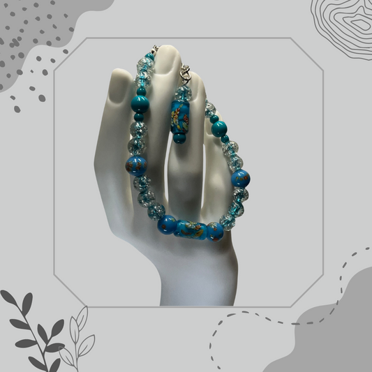 Teal Flower Beaded Bracelet